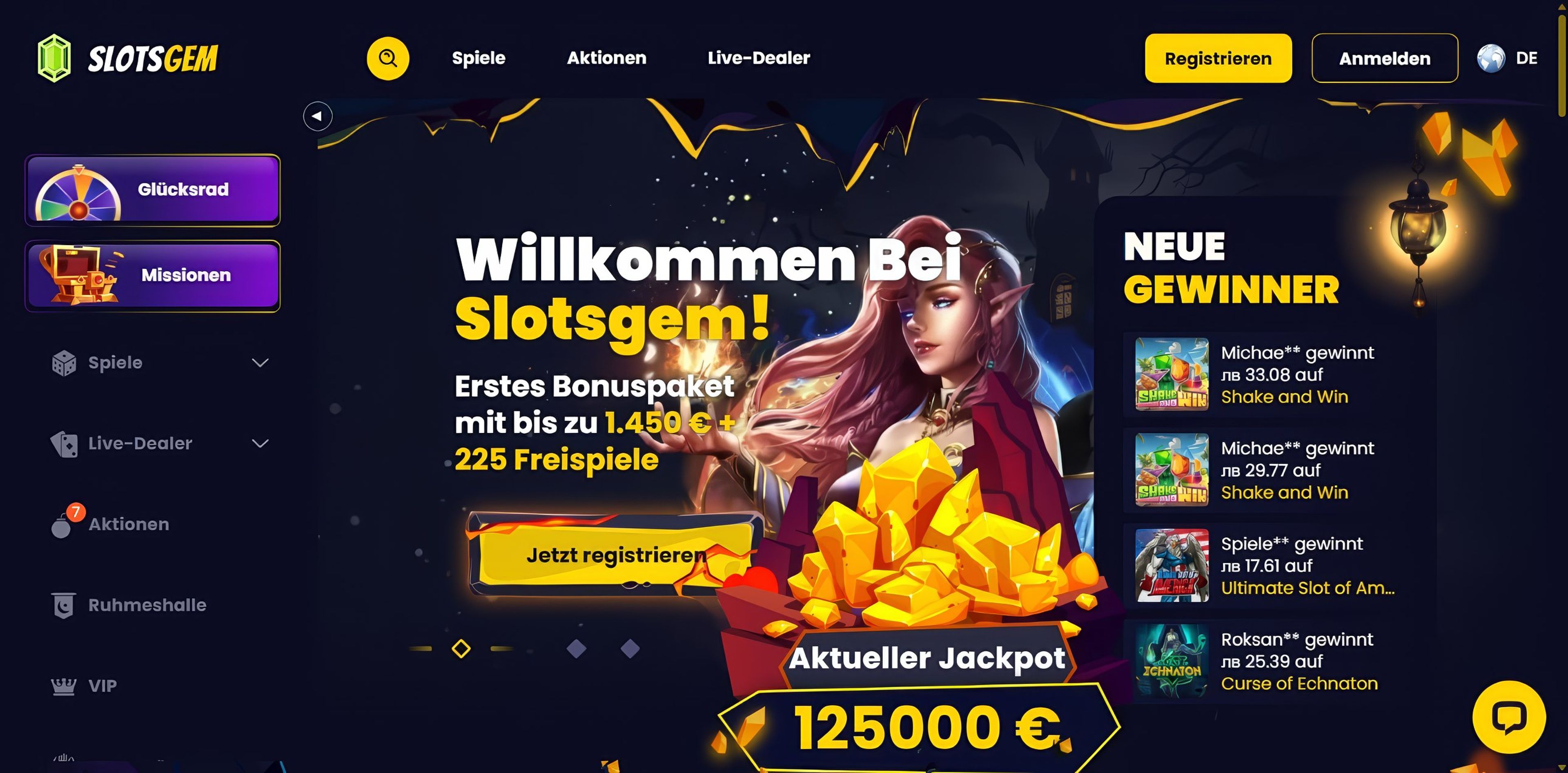 SlotsGem Casino desktop screenshot 1